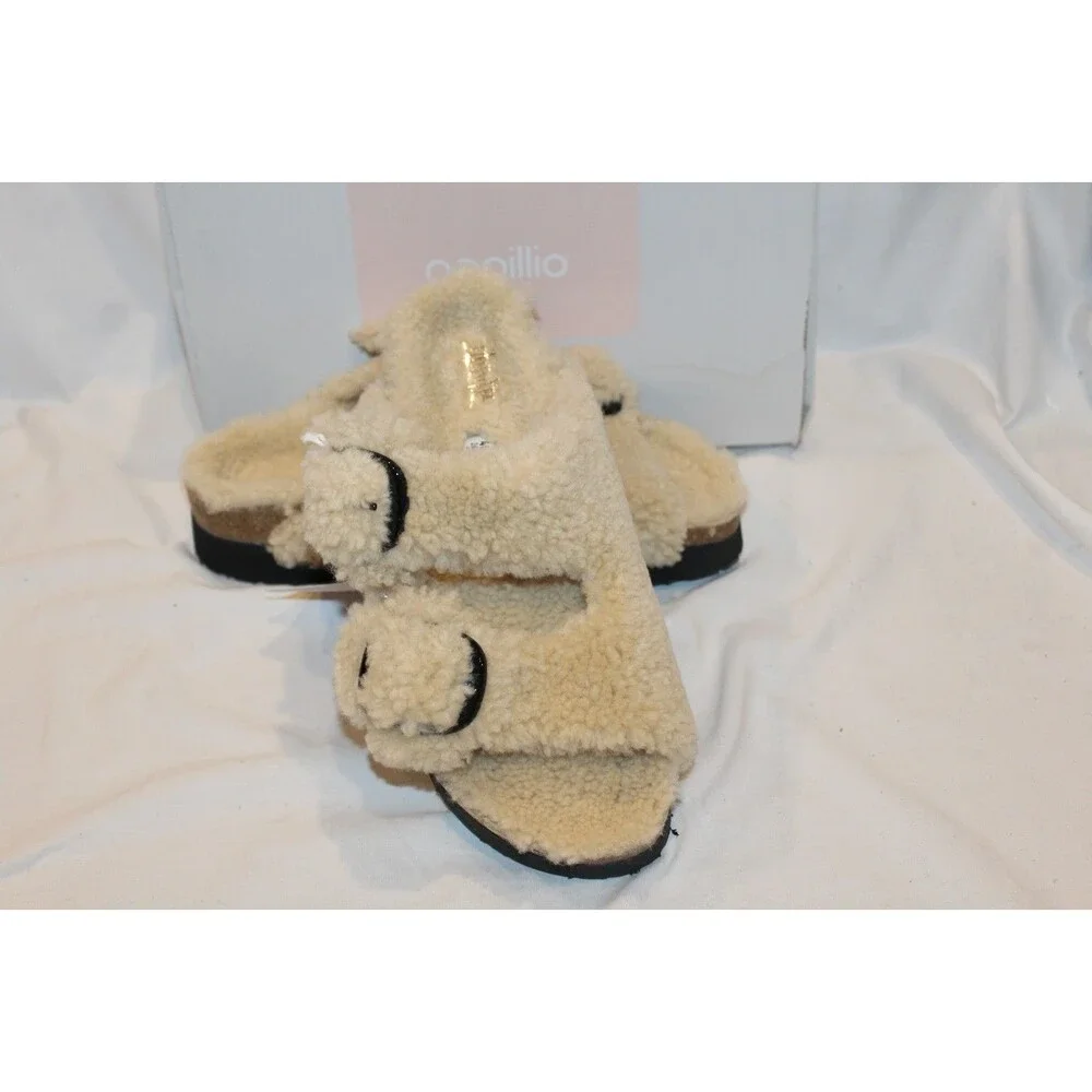 Birkenstock Women Papillo Arizona Big Buckle Shearling Sandal Eggshell EU 40 NAR
